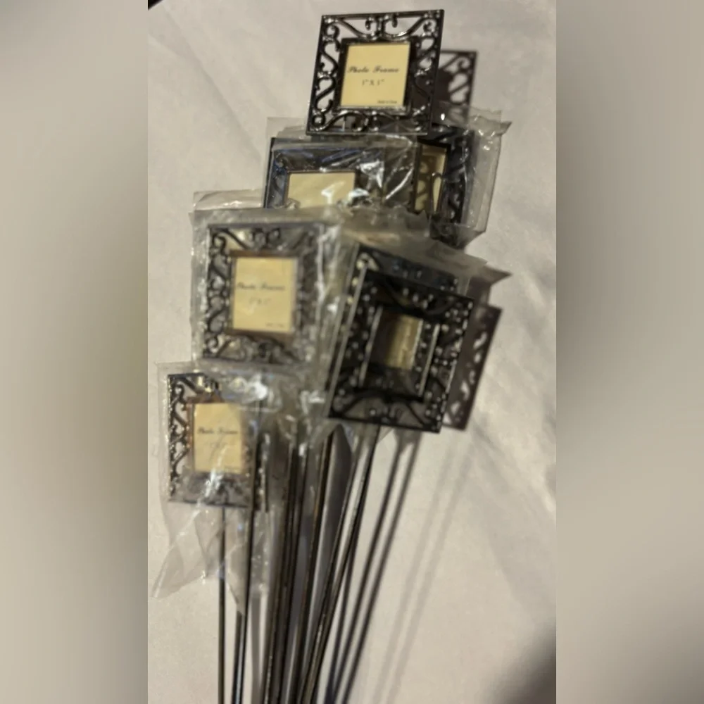 Metal Mini Photo Frames 1” X 1” On Stick Multi-use X 15 Wedding Reception, Party
